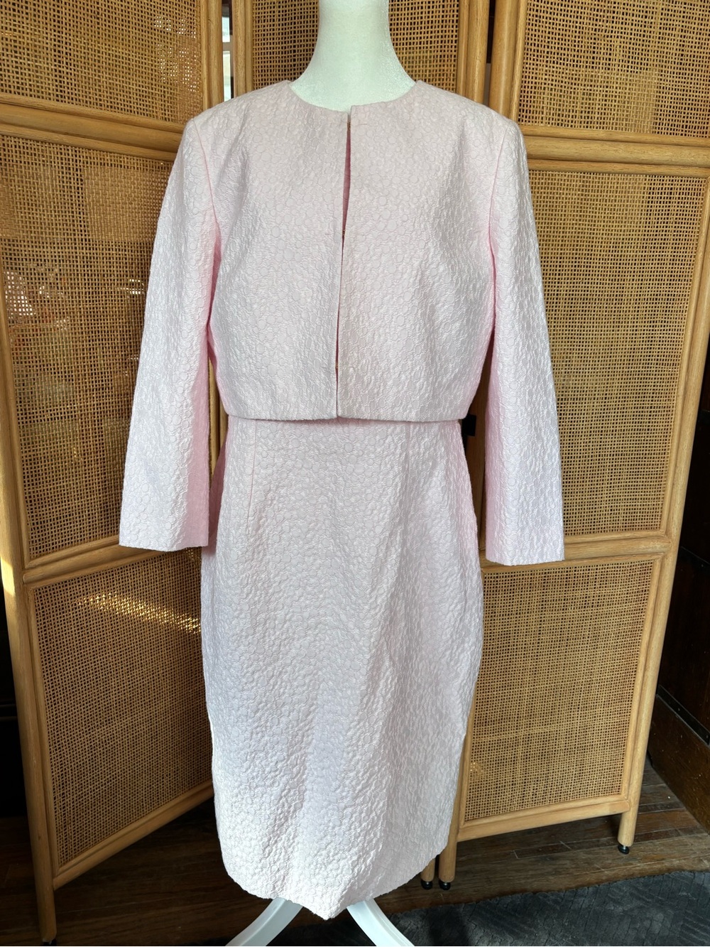 PAULE KA Pale Pink Textured Two-Piece Dress Set